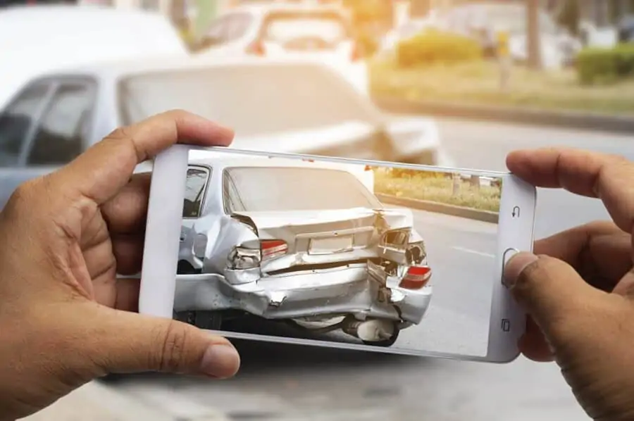 Taking photo of car accident