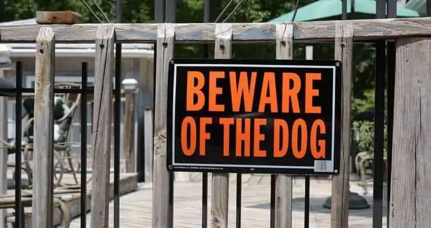 Beware of dog sign