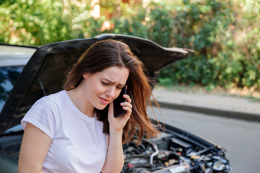 women stressed after being in a car accident